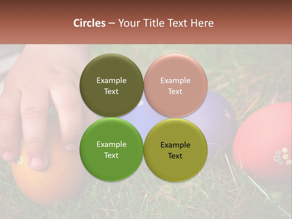 A Child's Hand Touching An Egg On The Grass PowerPoint Template