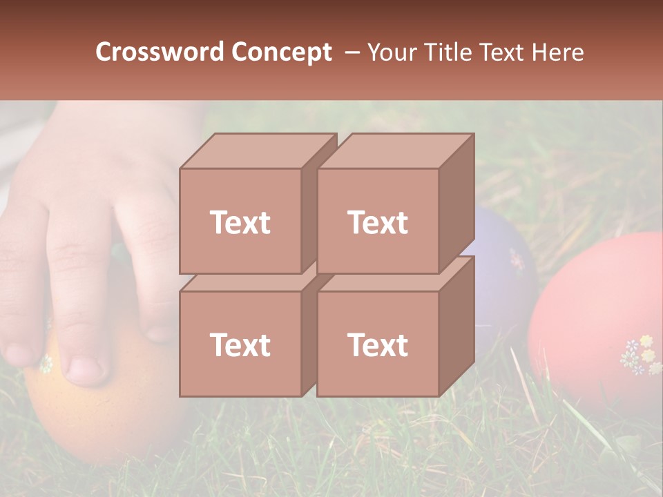 A Child's Hand Touching An Egg On The Grass PowerPoint Template