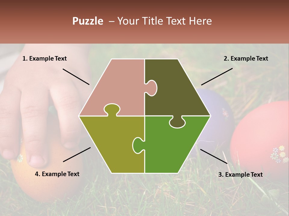 A Child's Hand Touching An Egg On The Grass PowerPoint Template