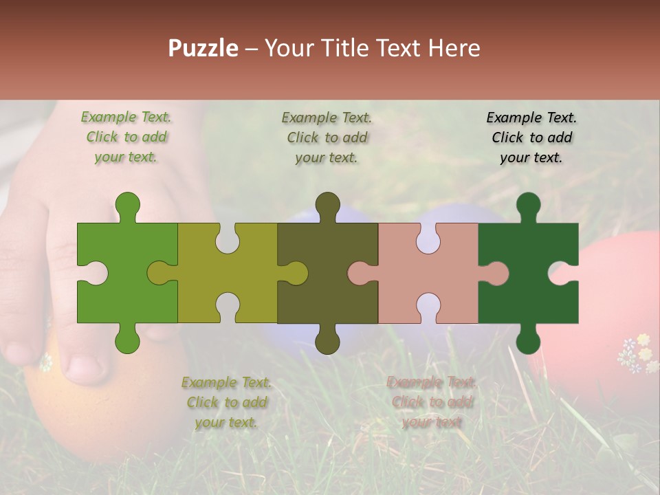 A Child's Hand Touching An Egg On The Grass PowerPoint Template