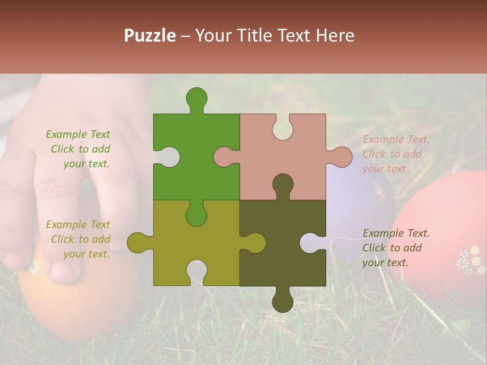A Child's Hand Touching An Egg On The Grass PowerPoint Template
