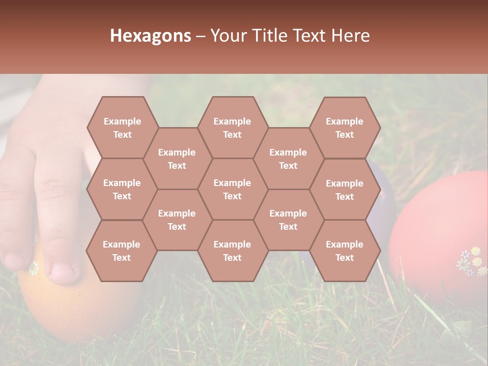 A Child's Hand Touching An Egg On The Grass PowerPoint Template