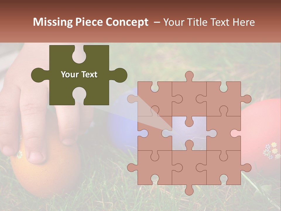 A Child's Hand Touching An Egg On The Grass PowerPoint Template