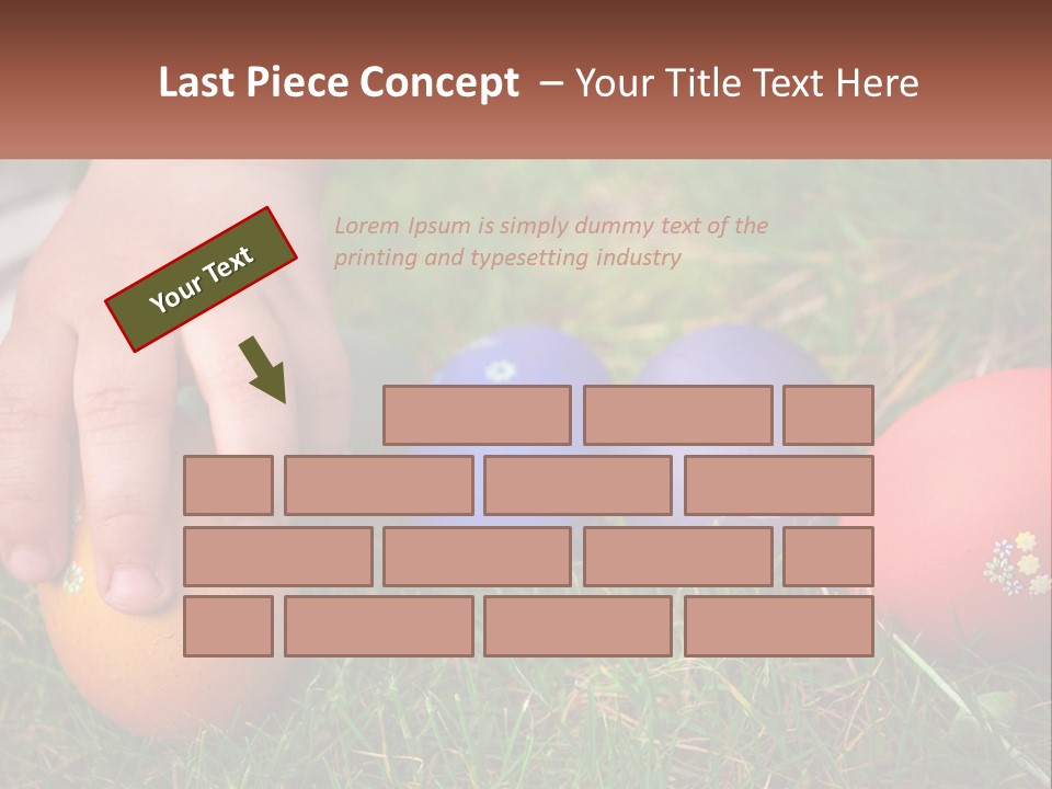 A Child's Hand Touching An Egg On The Grass PowerPoint Template