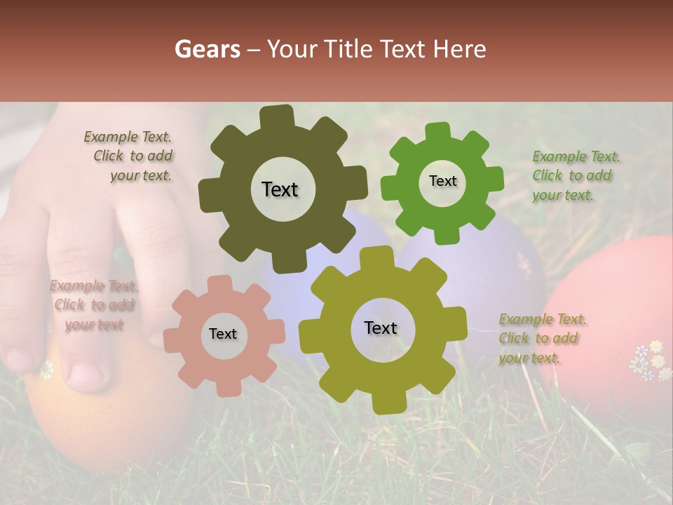 A Child's Hand Touching An Egg On The Grass PowerPoint Template