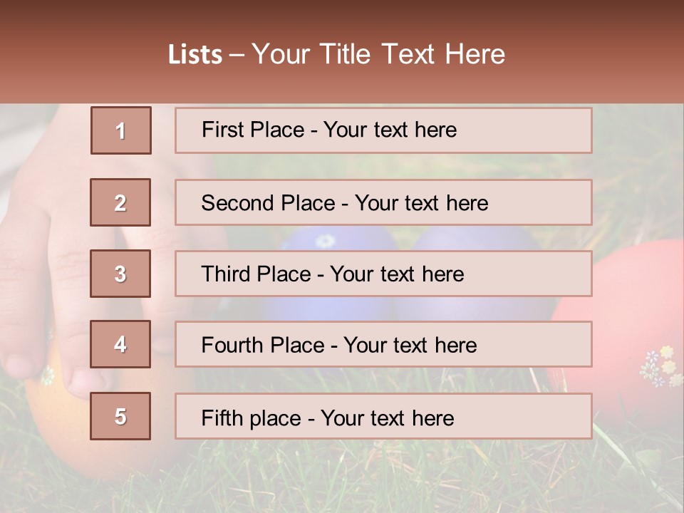 A Child's Hand Touching An Egg On The Grass PowerPoint Template
