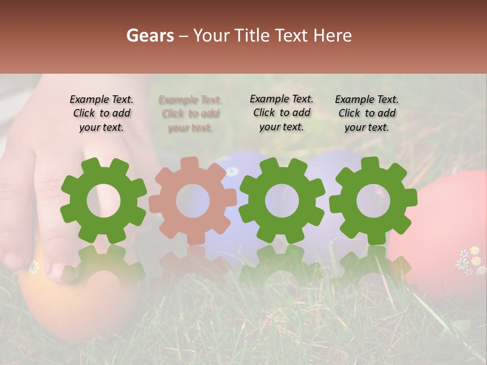 A Child's Hand Touching An Egg On The Grass PowerPoint Template