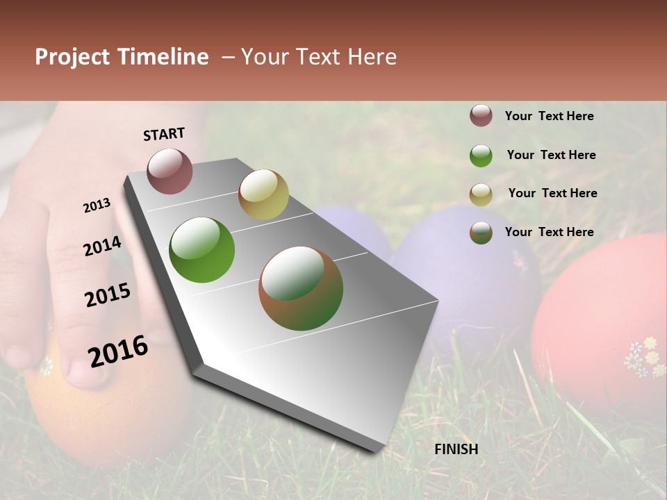 A Child's Hand Touching An Egg On The Grass PowerPoint Template