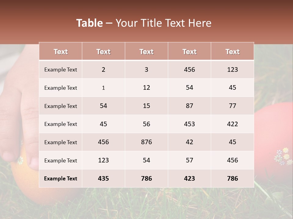 A Child's Hand Touching An Egg On The Grass PowerPoint Template