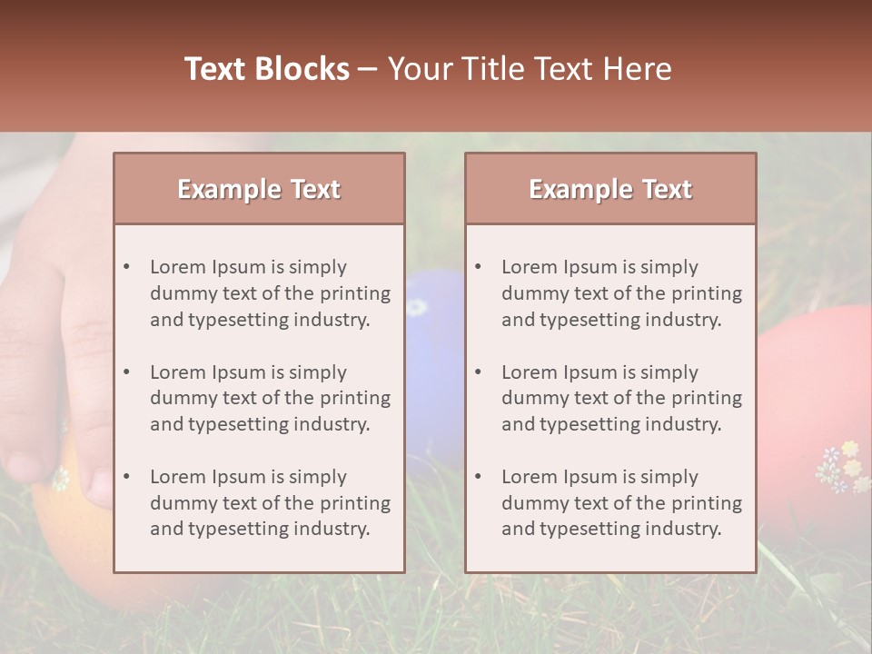 A Child's Hand Touching An Egg On The Grass PowerPoint Template