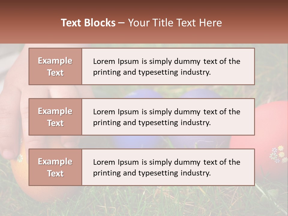 A Child's Hand Touching An Egg On The Grass PowerPoint Template
