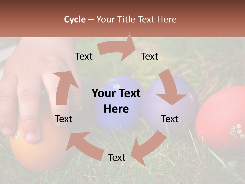 A Child's Hand Touching An Egg On The Grass PowerPoint Template