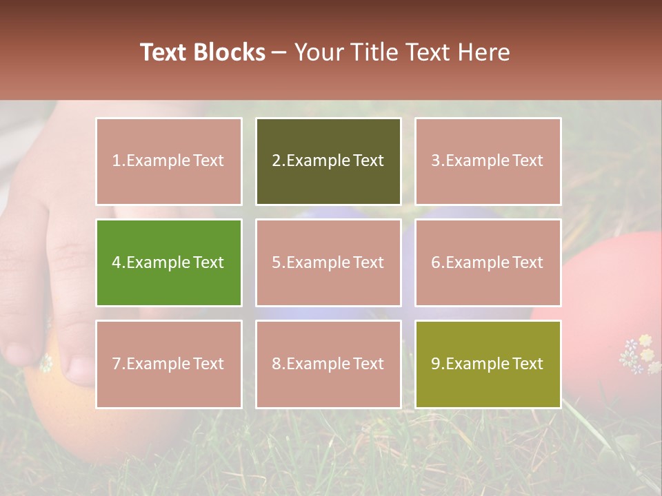 A Child's Hand Touching An Egg On The Grass PowerPoint Template