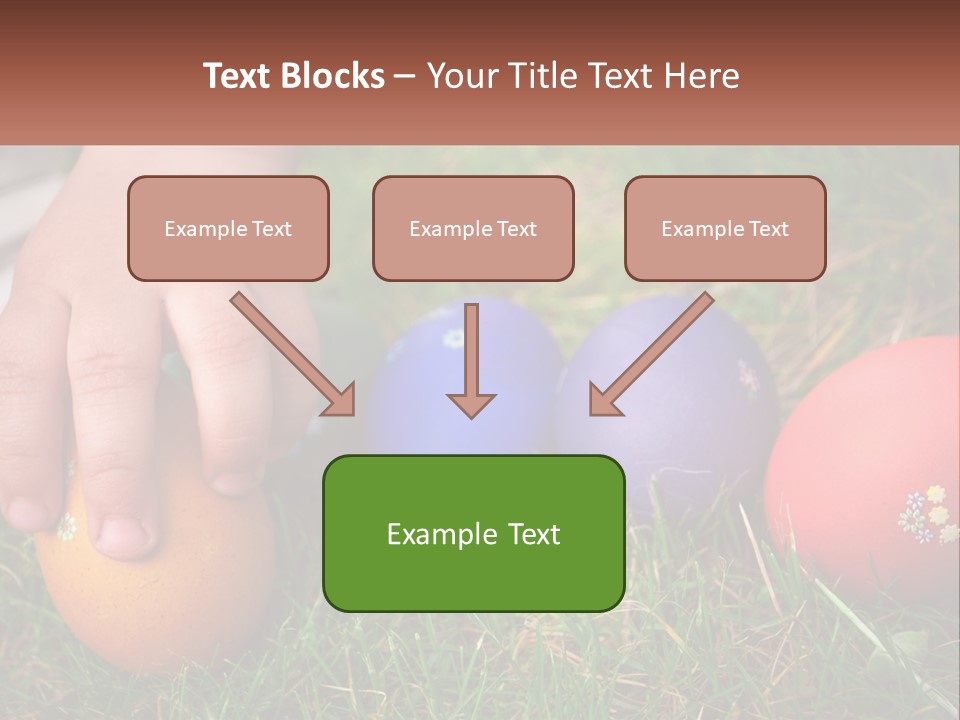 A Child's Hand Touching An Egg On The Grass PowerPoint Template