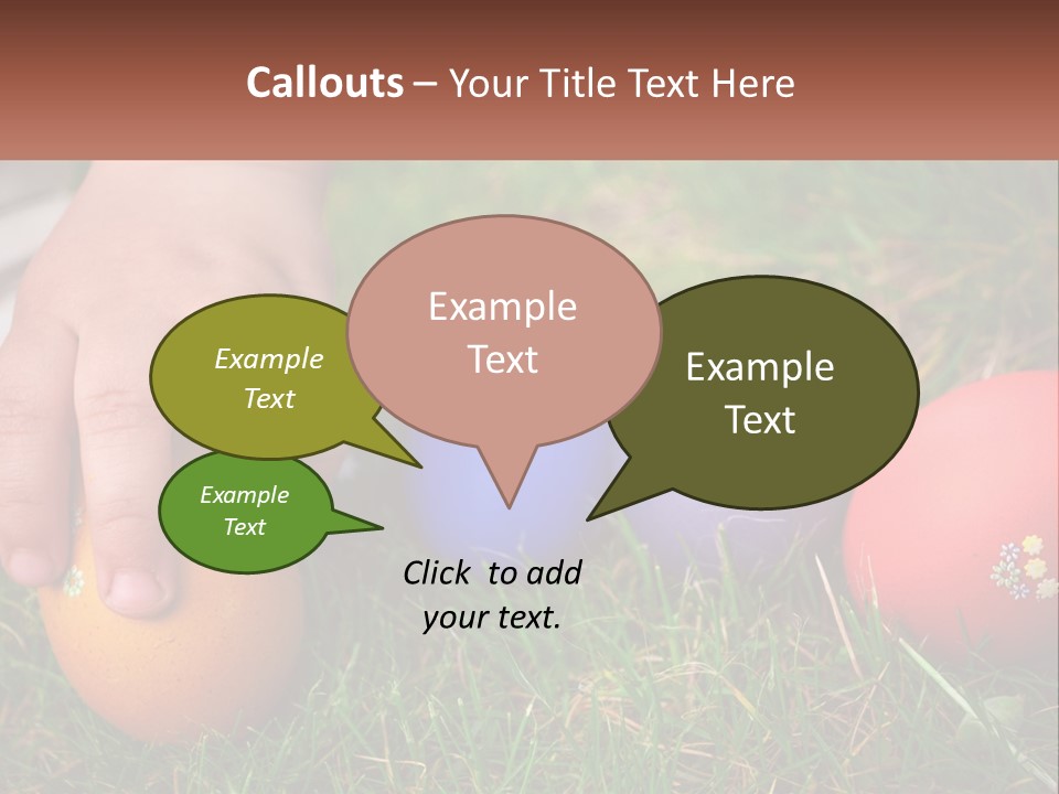 A Child's Hand Touching An Egg On The Grass PowerPoint Template