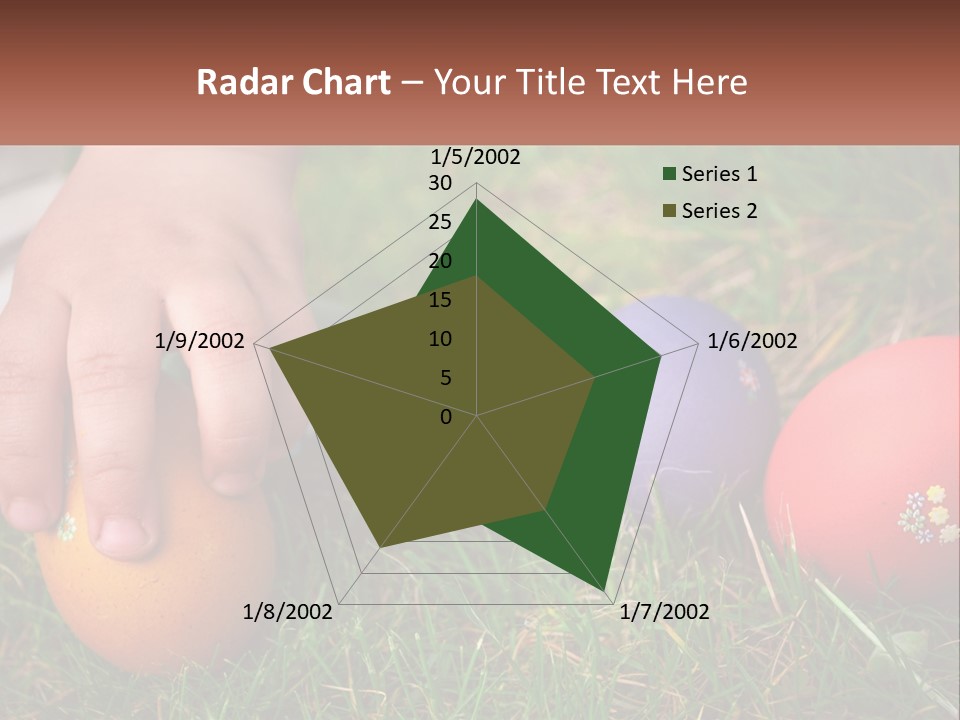 A Child's Hand Touching An Egg On The Grass PowerPoint Template