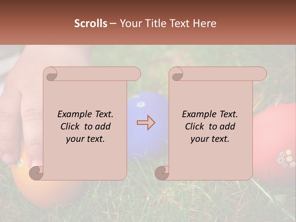 A Child's Hand Touching An Egg On The Grass PowerPoint Template