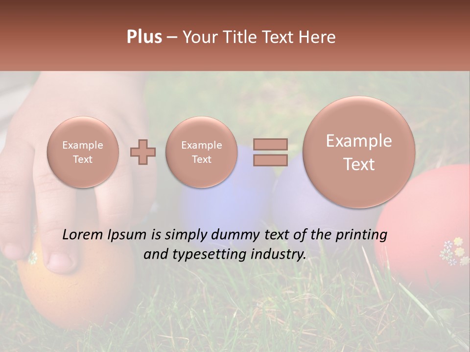 A Child's Hand Touching An Egg On The Grass PowerPoint Template