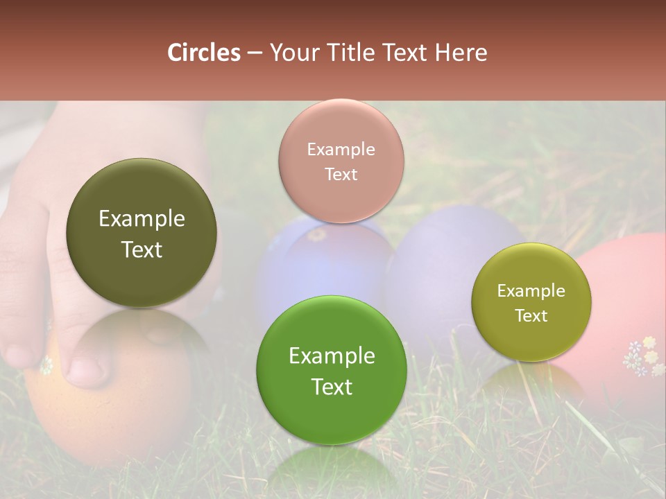 A Child's Hand Touching An Egg On The Grass PowerPoint Template