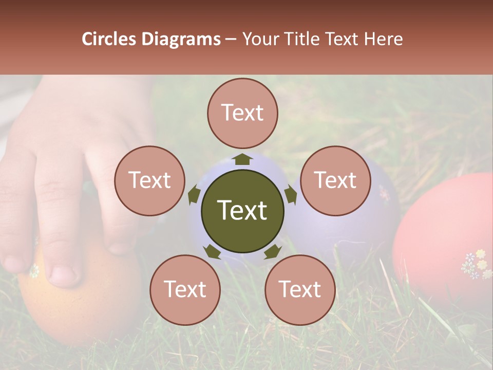 A Child's Hand Touching An Egg On The Grass PowerPoint Template