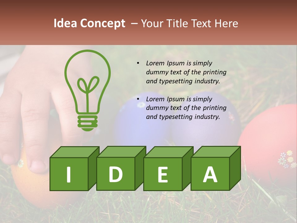 A Child's Hand Touching An Egg On The Grass PowerPoint Template