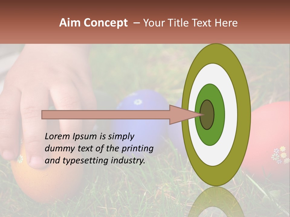 A Child's Hand Touching An Egg On The Grass PowerPoint Template