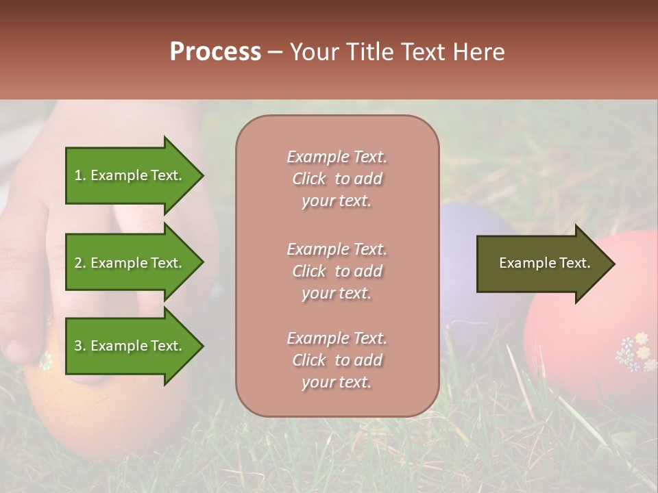 A Child's Hand Touching An Egg On The Grass PowerPoint Template
