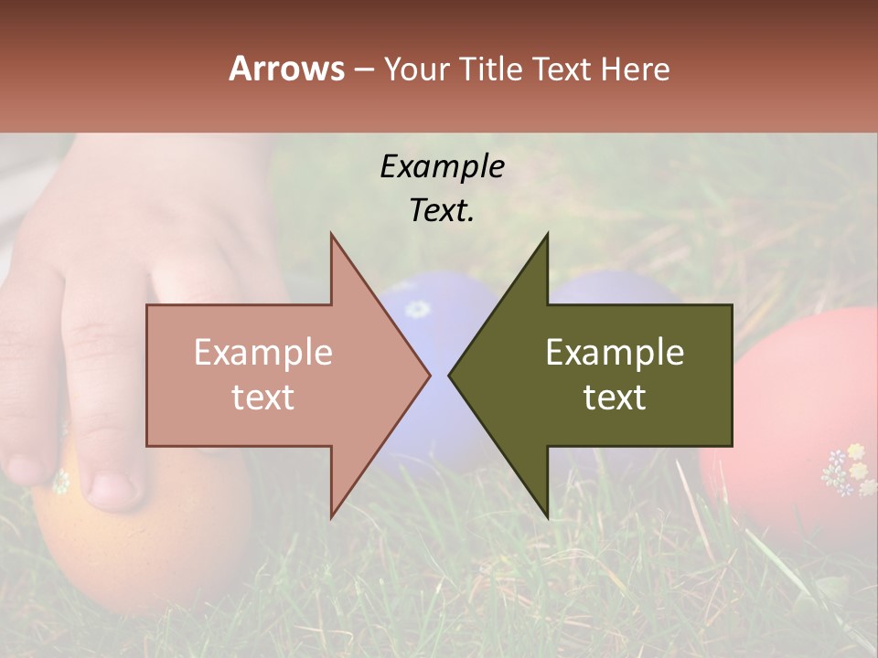 A Child's Hand Touching An Egg On The Grass PowerPoint Template