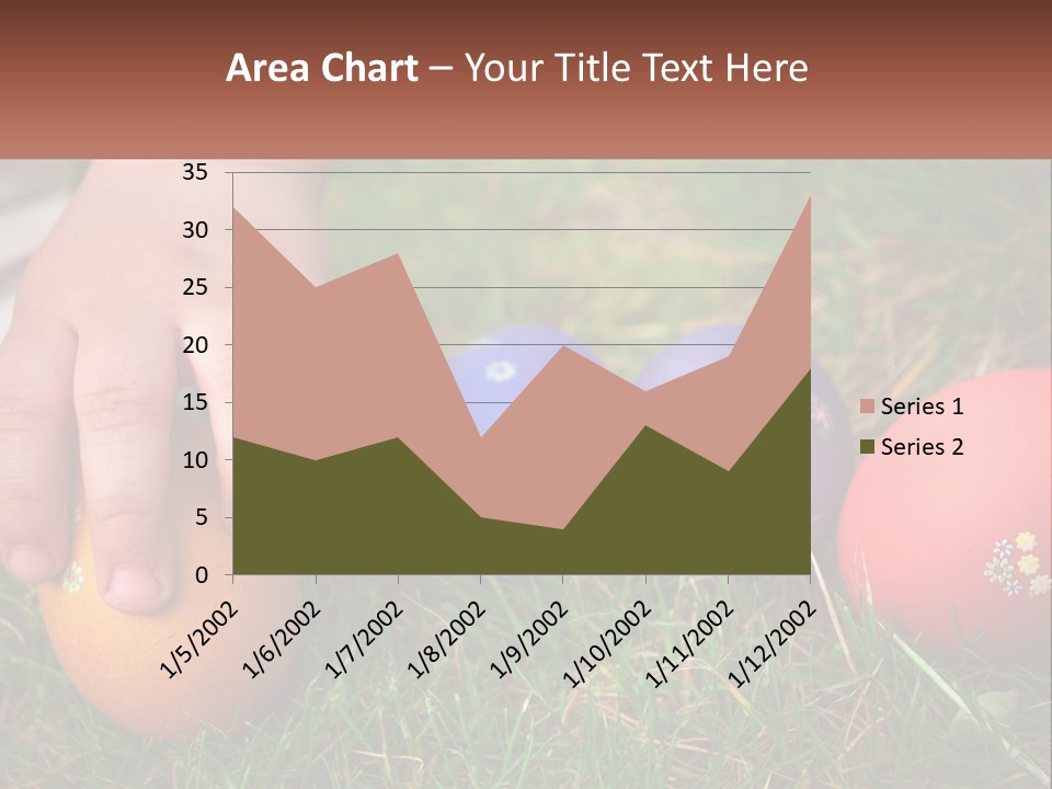 A Child's Hand Touching An Egg On The Grass PowerPoint Template
