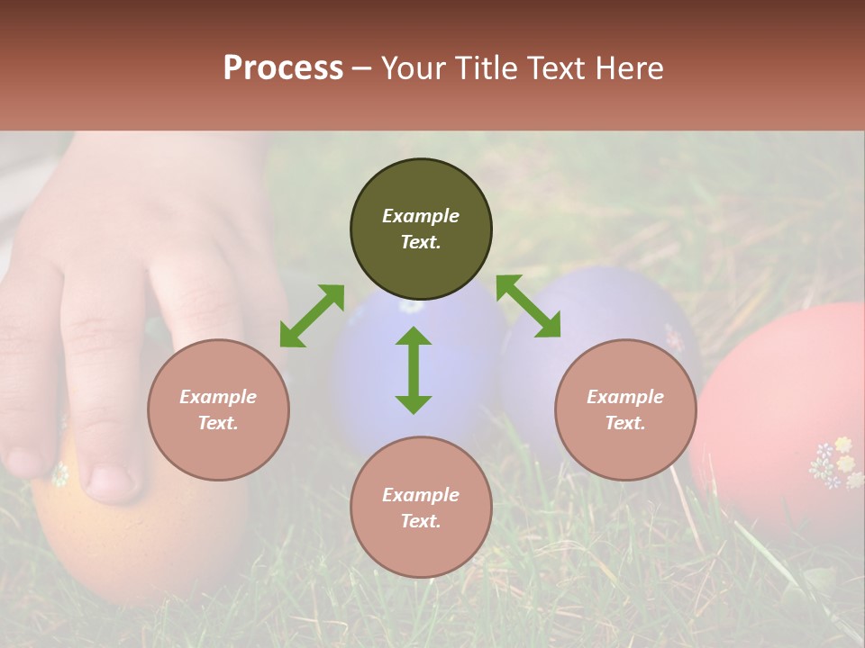 A Child's Hand Touching An Egg On The Grass PowerPoint Template