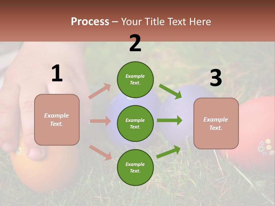 A Child's Hand Touching An Egg On The Grass PowerPoint Template