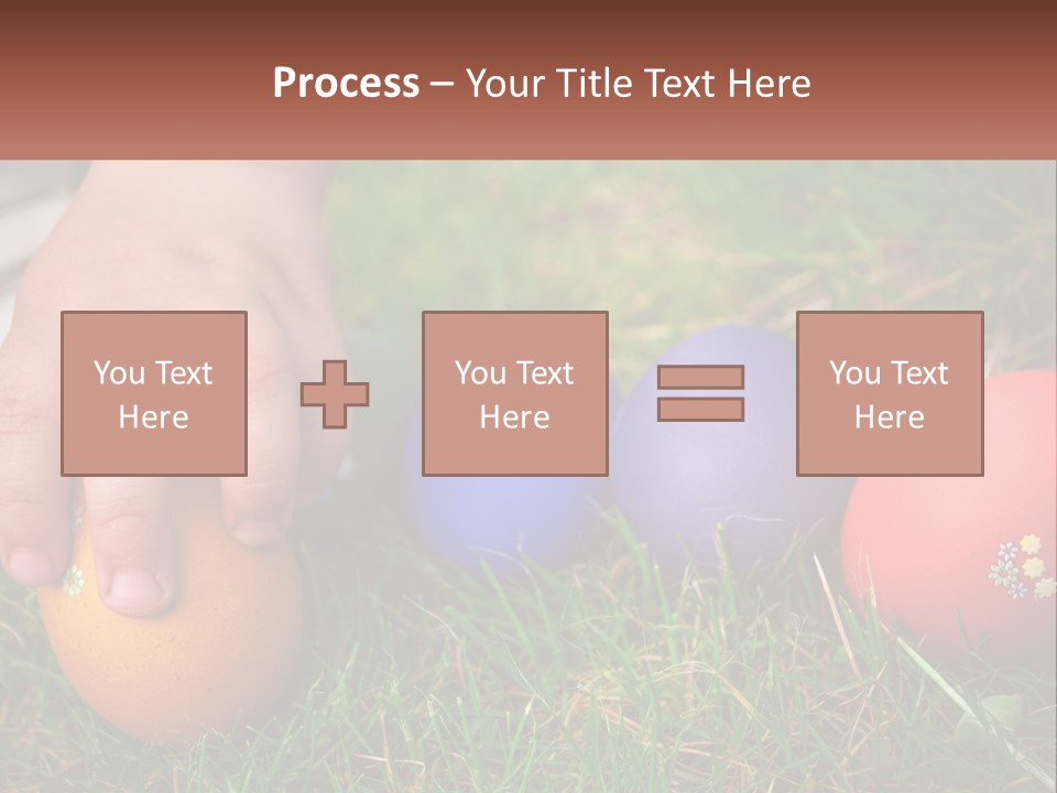 A Child's Hand Touching An Egg On The Grass PowerPoint Template