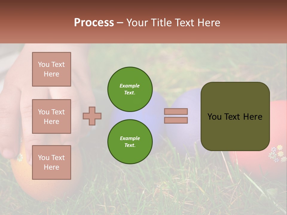 A Child's Hand Touching An Egg On The Grass PowerPoint Template