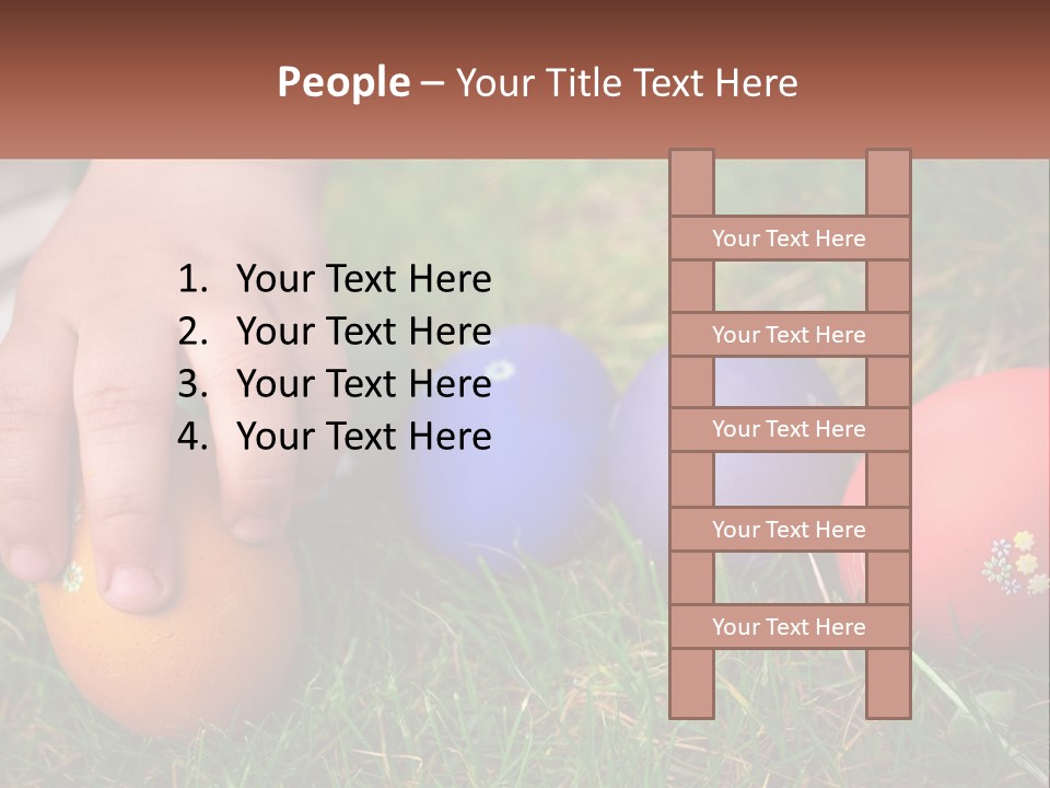 A Child's Hand Touching An Egg On The Grass PowerPoint Template