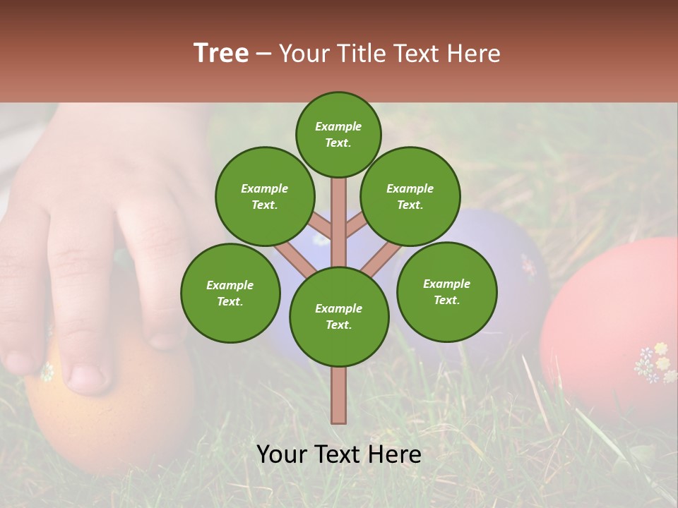 A Child's Hand Touching An Egg On The Grass PowerPoint Template