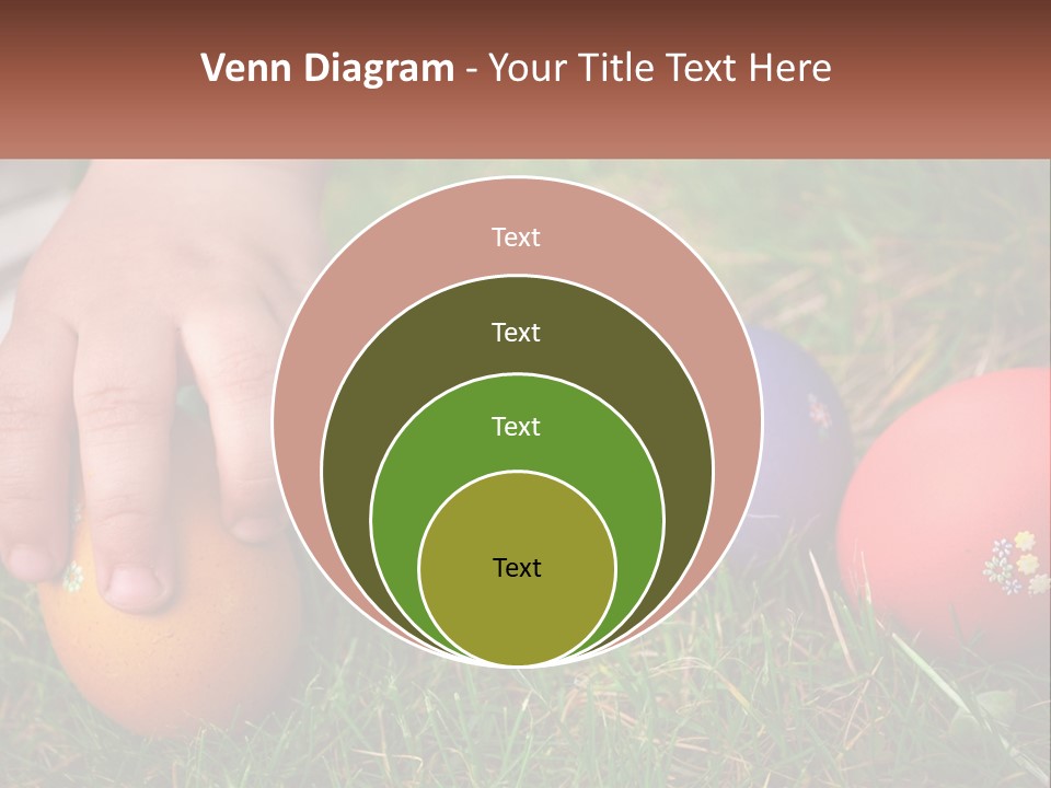 A Child's Hand Touching An Egg On The Grass PowerPoint Template