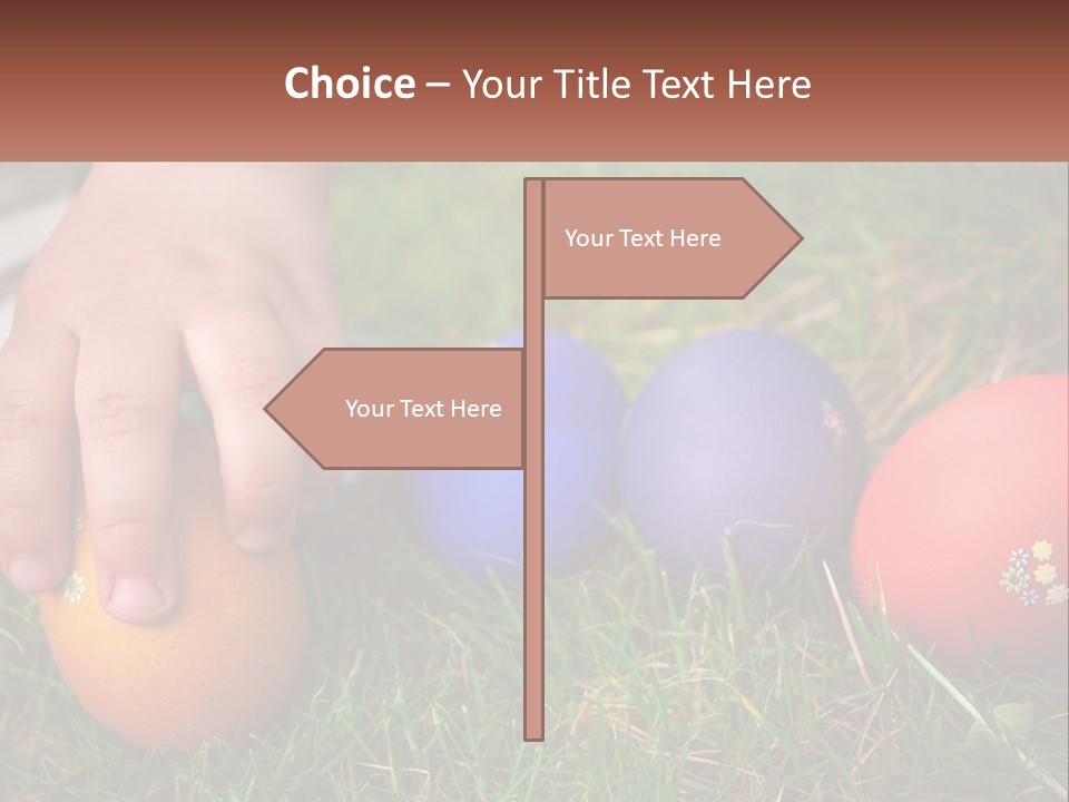A Child's Hand Touching An Egg On The Grass PowerPoint Template