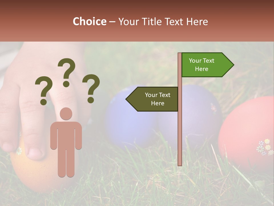 A Child's Hand Touching An Egg On The Grass PowerPoint Template