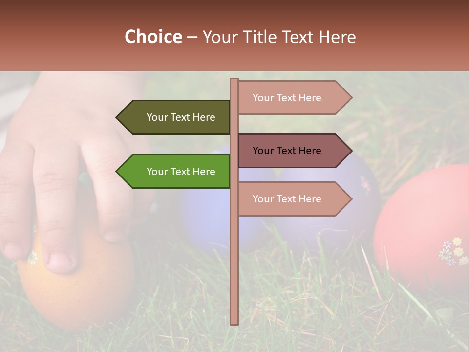 A Child's Hand Touching An Egg On The Grass PowerPoint Template