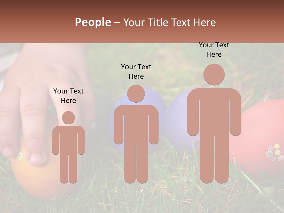 A Child's Hand Touching An Egg On The Grass PowerPoint Template