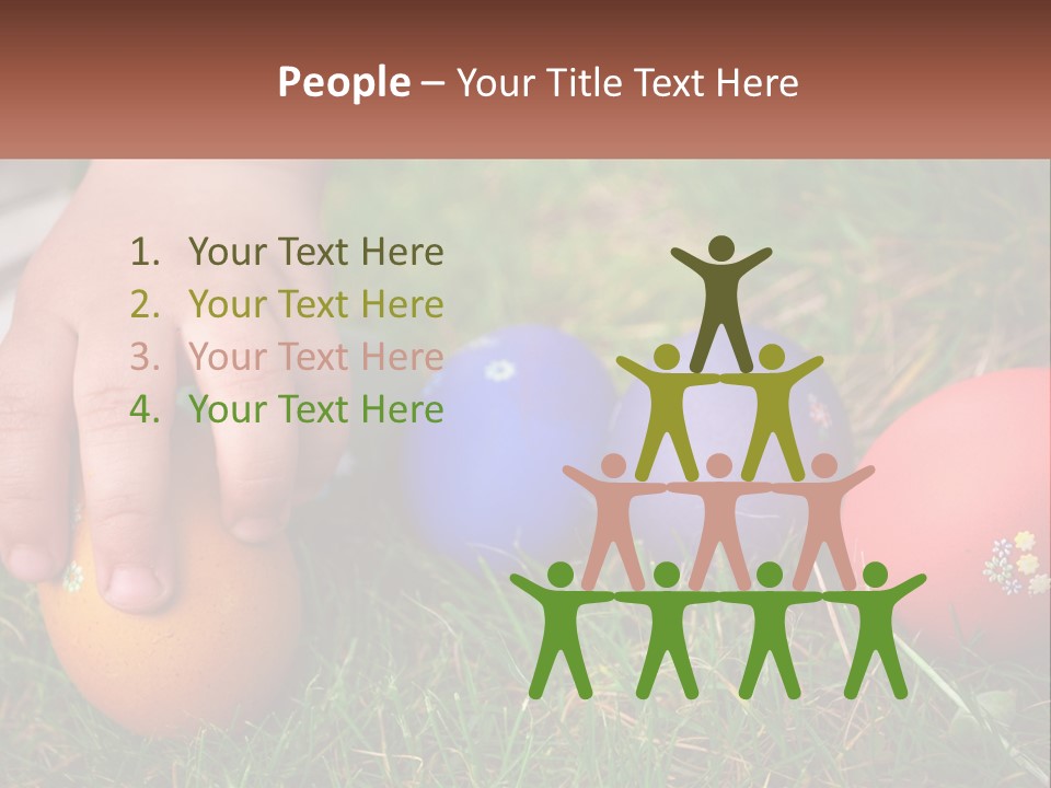 A Child's Hand Touching An Egg On The Grass PowerPoint Template