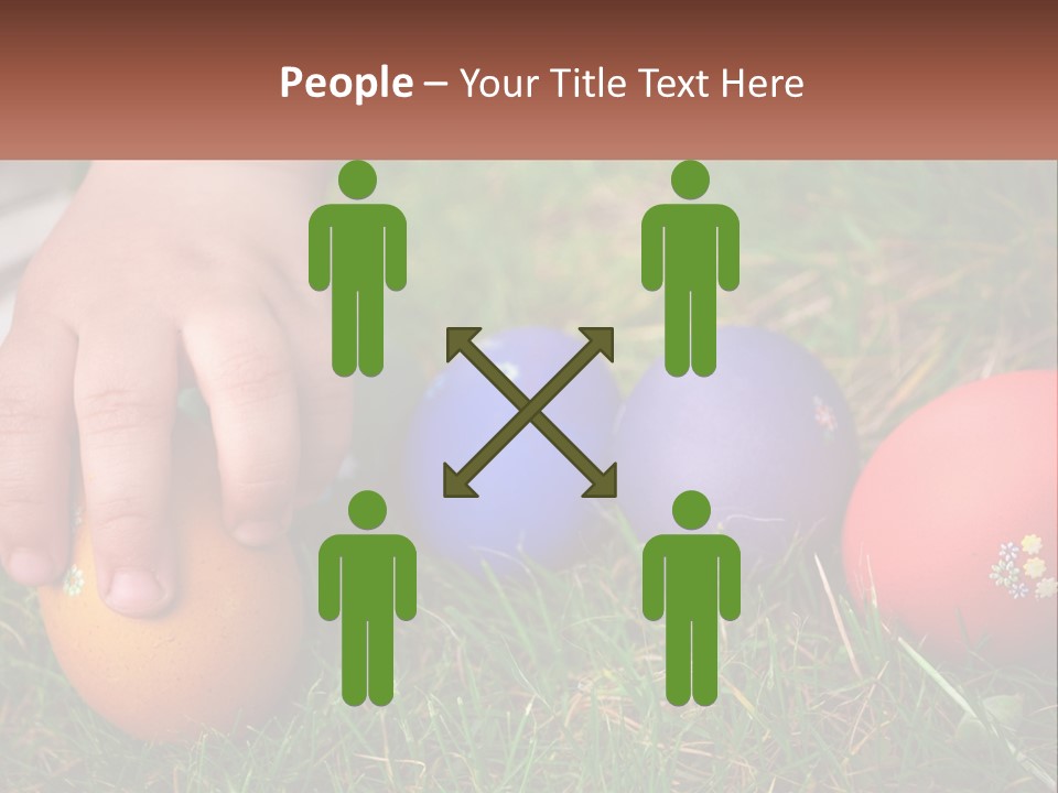 A Child's Hand Touching An Egg On The Grass PowerPoint Template