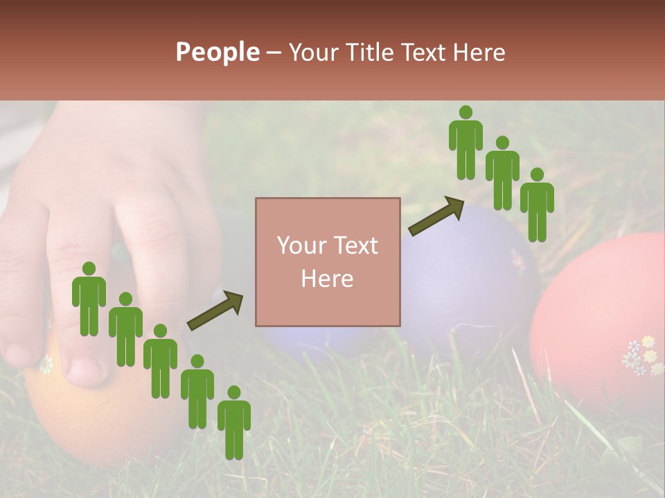 A Child's Hand Touching An Egg On The Grass PowerPoint Template
