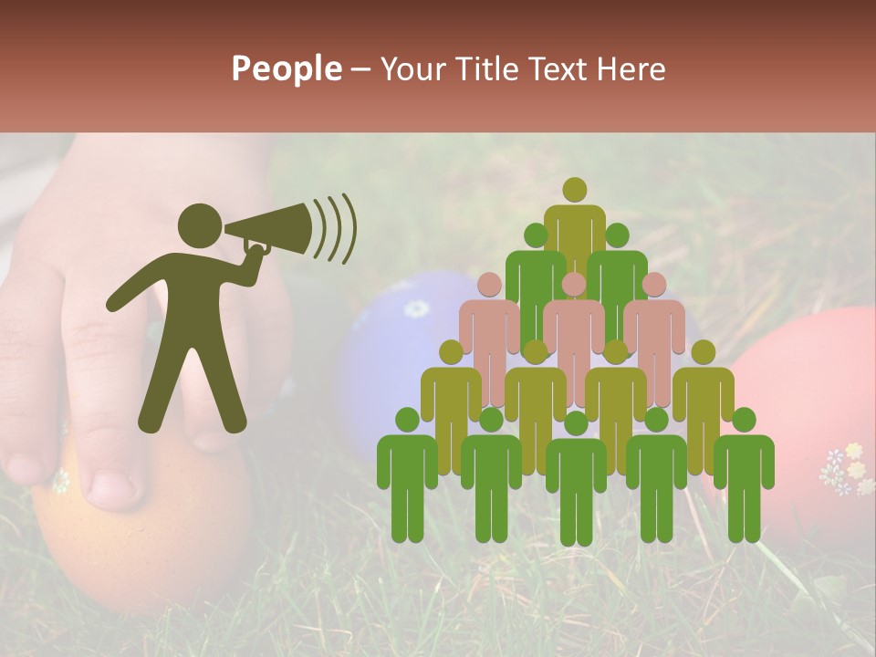 A Child's Hand Touching An Egg On The Grass PowerPoint Template