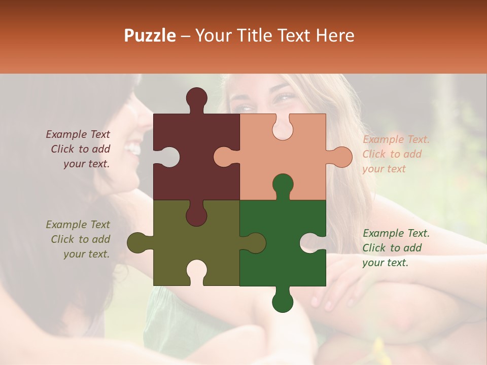 Two Women Sitting Next To Each Other Talking PowerPoint Template