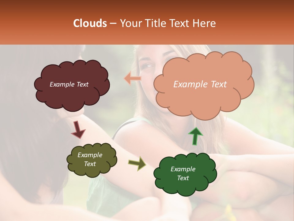 Two Women Sitting Next To Each Other Talking PowerPoint Template