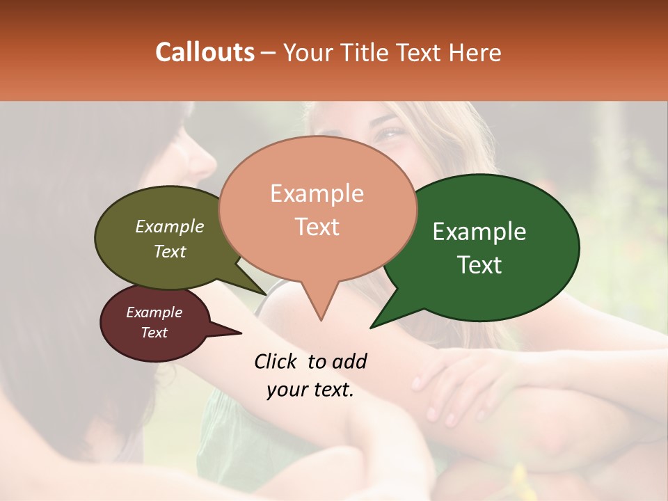 Two Women Sitting Next To Each Other Talking PowerPoint Template