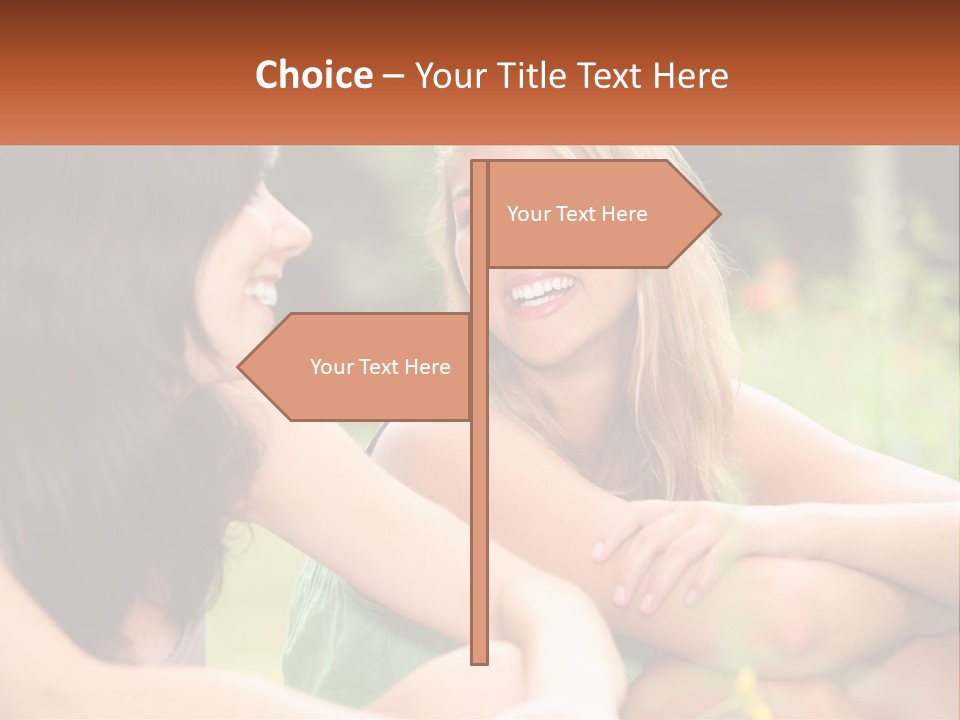 Two Women Sitting Next To Each Other Talking PowerPoint Template