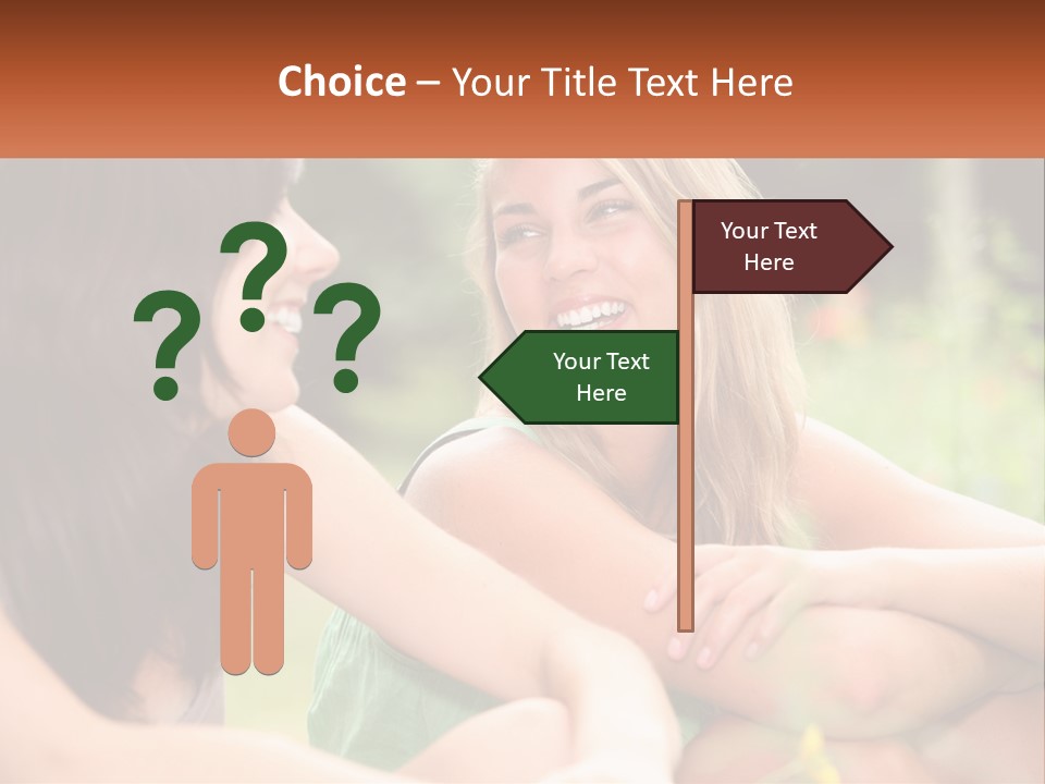 Two Women Sitting Next To Each Other Talking PowerPoint Template