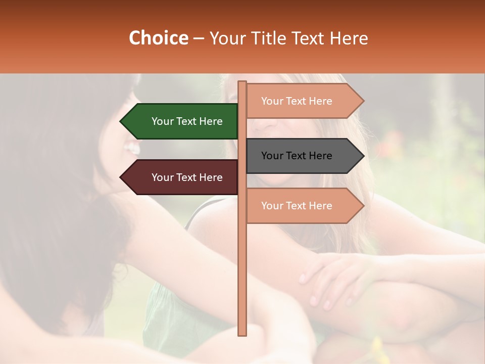 Two Women Sitting Next To Each Other Talking PowerPoint Template